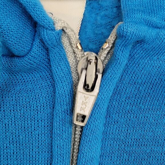 Vintage 90s MOD Blank Zip Hoodie Women Medium 20x21 Blue USA - Picture 9 of 10